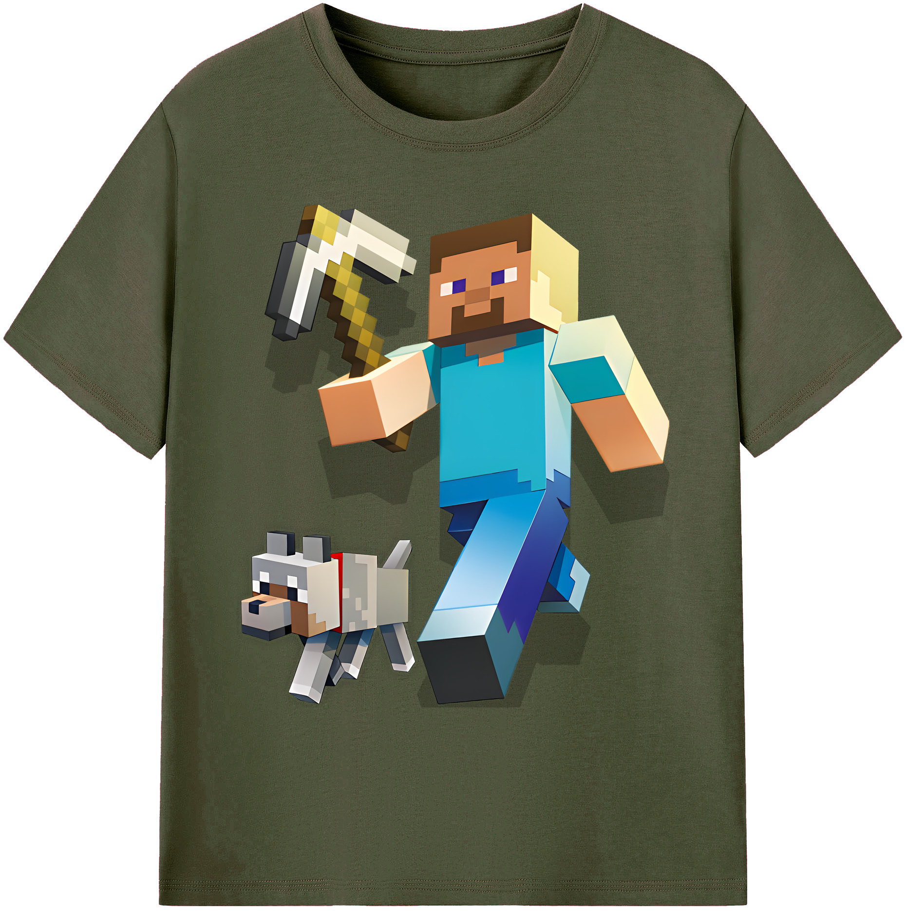 （画像用） マインクラフト ブロックの世界 Minecraft MC Block world 綿100％ メンズ半袖Tシャツ｜肌触りやわらか＆通気性
